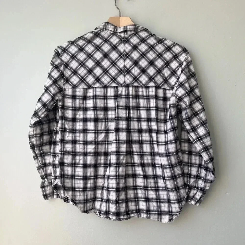 Zara Kids Size 11-12 Plaid  Check‎ Shirt Button Down Cotton Black White